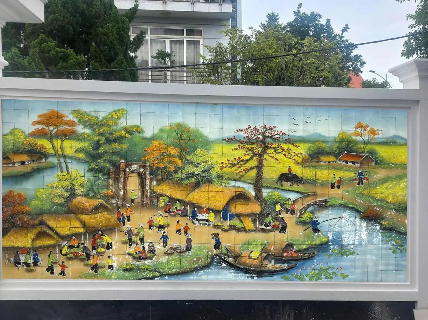 Tranh Gốm Đắp Nổi "Vinh Quy Bái Tổ" - tranh gốm sứ Bát Tràng đắp nổi - ảnh 2