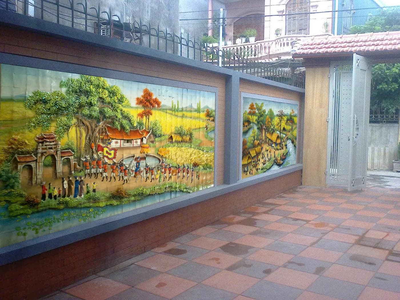 Tranh Gốm Đắp Nổi "Vinh Quy Bái Tổ" - tranh gốm sứ Bát Tràng đắp nổi - ảnh 4