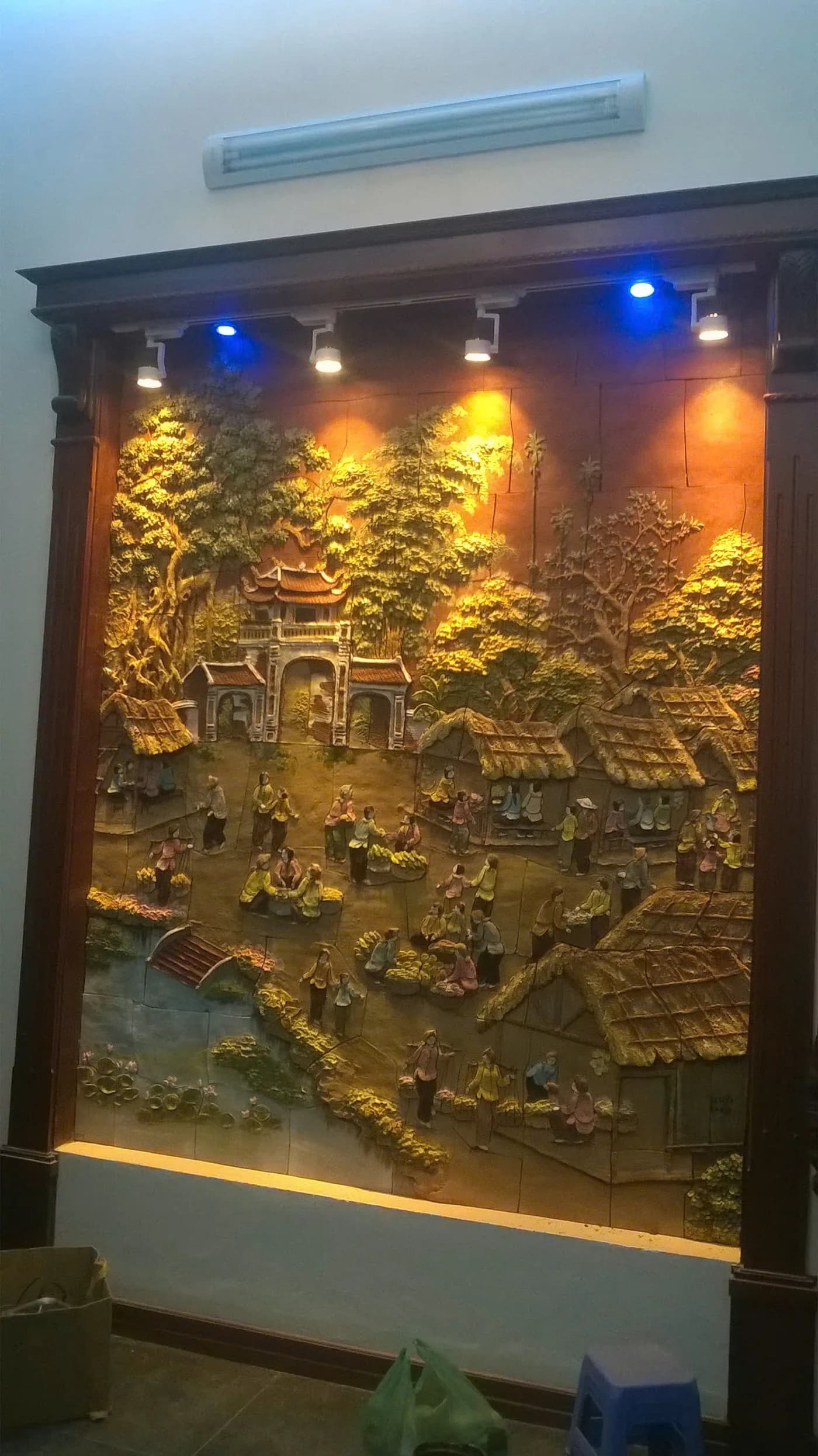Tranh Gốm Đắp Nổi Cảnh Đồng Quê Nghệ Thuật (Mẫu Nội Thất Cao Cấp) - tranh gốm sứ Bát Tràng đắp nổi - ảnh 2