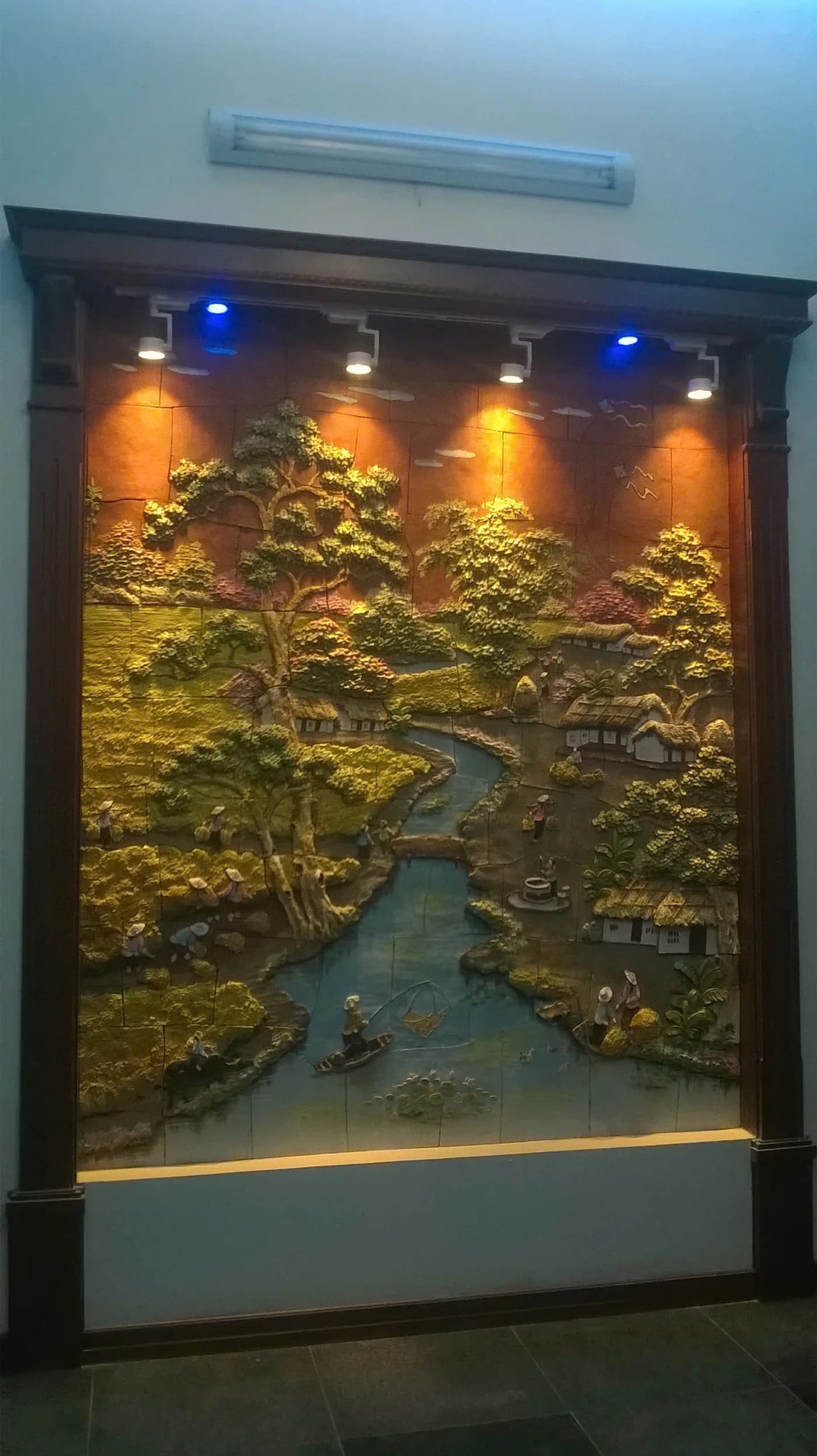 Tranh Gốm Đắp Nổi Cảnh Đồng Quê Nghệ Thuật (Mẫu Nội Thất Cao Cấp) - tranh gốm sứ Bát Tràng đắp nổi - ảnh 3