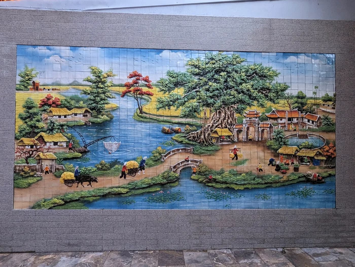 Tranh Gốm Sứ Đắp Nổi Bát Tràng - tranh gốm sứ Bát Tràng